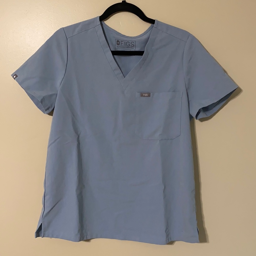 Figs Catarina Scrub Top - Dusty Blue